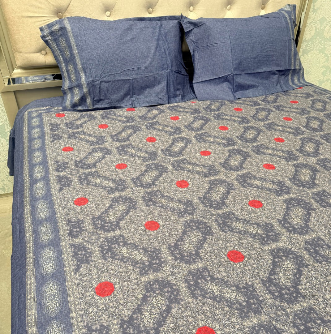 SUMMER DESINER PREMIUM SUPER KING SIZE BEDSHEET SET IN PURE COTTON