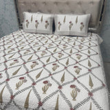 JAIPURI STYLE PURE COTTON 3 PCS KING SIZE BEDCOVER SET