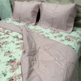 SUMMER KING SIZE PURE COTTON REVERSIBLE COMFORTER SET ( Bedsheeet for on super king size bed)