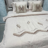 SUMMER DESINER KING SIZE COMFROTER SET WITH EMBROIDERY AND VELVET CUSIONS