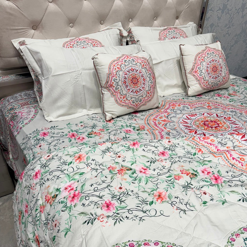 LUXURY JAIPURI 8-PIECE BAMBOO COTTON COMFORTER SET – SUPER KING SIZE