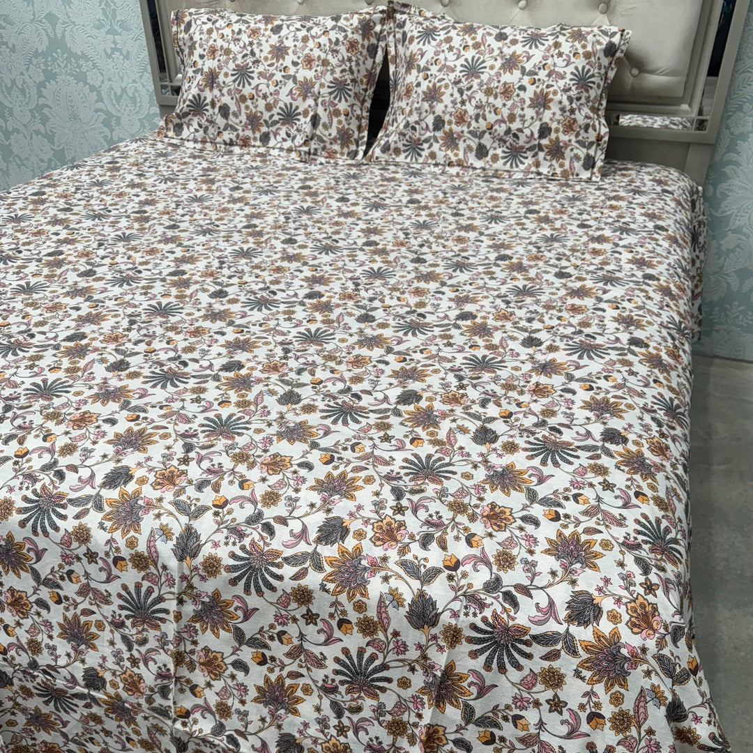 SUMMER PURE COTTON JAIPURI STYLE SUPER KING SIZE BEDHSEET SET
