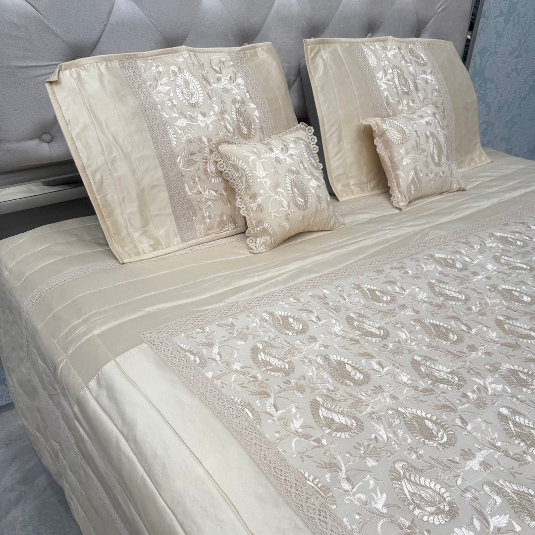 ROYAL LOOK KING SIZE 5 PCS SILK SATIL BEDCOVER SET