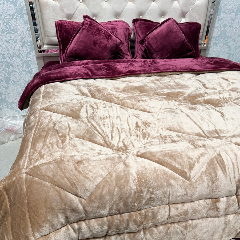 TITLIS PREMIUM 6-PIECE REVERSIBLE QUILT SET WITH FITTED-TYPE SHEET – QUEEN TO KING SIZE