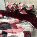 WINTER SUPER KING SIZE 5 PCS HEAVY SUPER WARM  QUILT SET IN VELVET