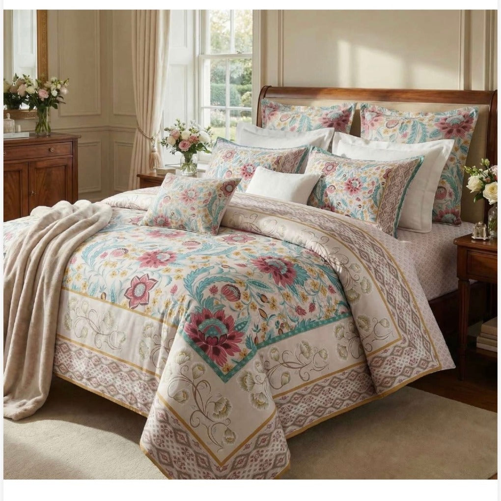 LUXURY JAIPURI 8-PIECE BAMBOO COTTON COMFORTER SET – SUPER KING SIZE