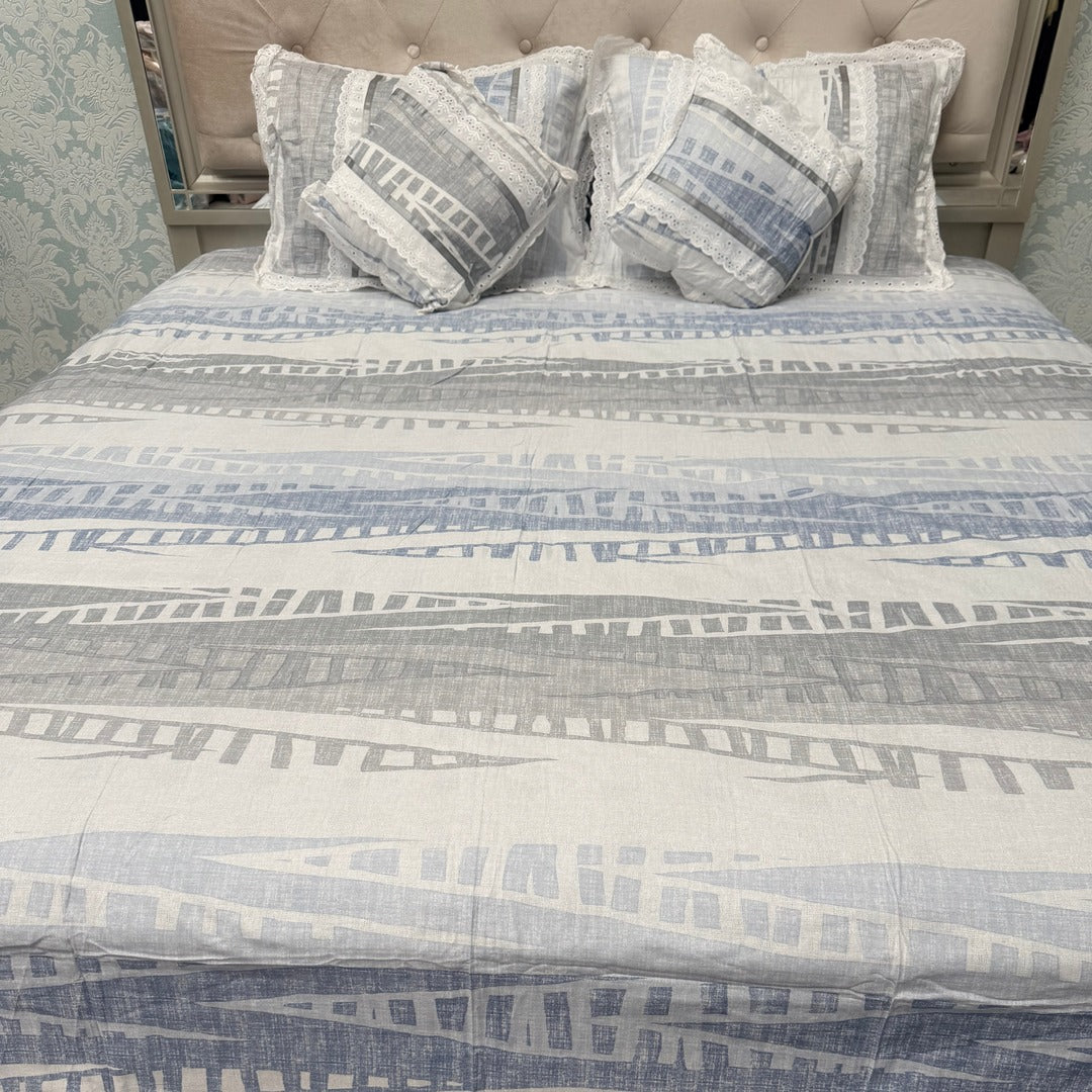 SUMMER SUPER KING SIZE 5 PCS PURE COTTON BEDSHEET SET