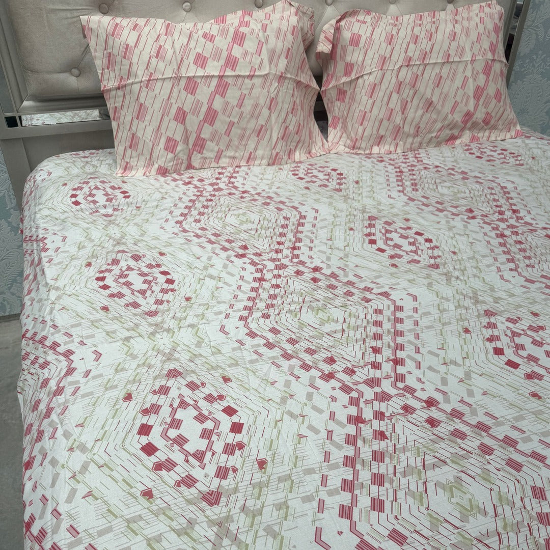 SUMMER QUEEN SIZE PURE COTTON FLAT BEDSHEET SET