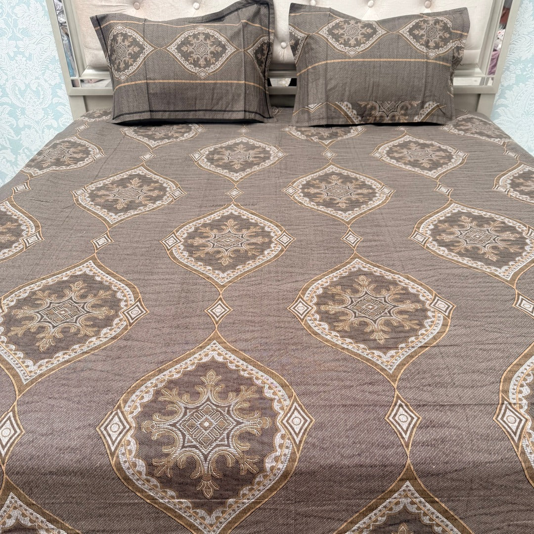 SUMMER QUEEN SIZE PURE COTTON JACCARAD PRINT FLST BEDSHEET SET