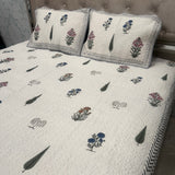 SUMMER JAIPURI STYLE MUL MUL SOFT  COTTON KING SIZE QUILTED BEDCOVER IN BLOCK PRINT