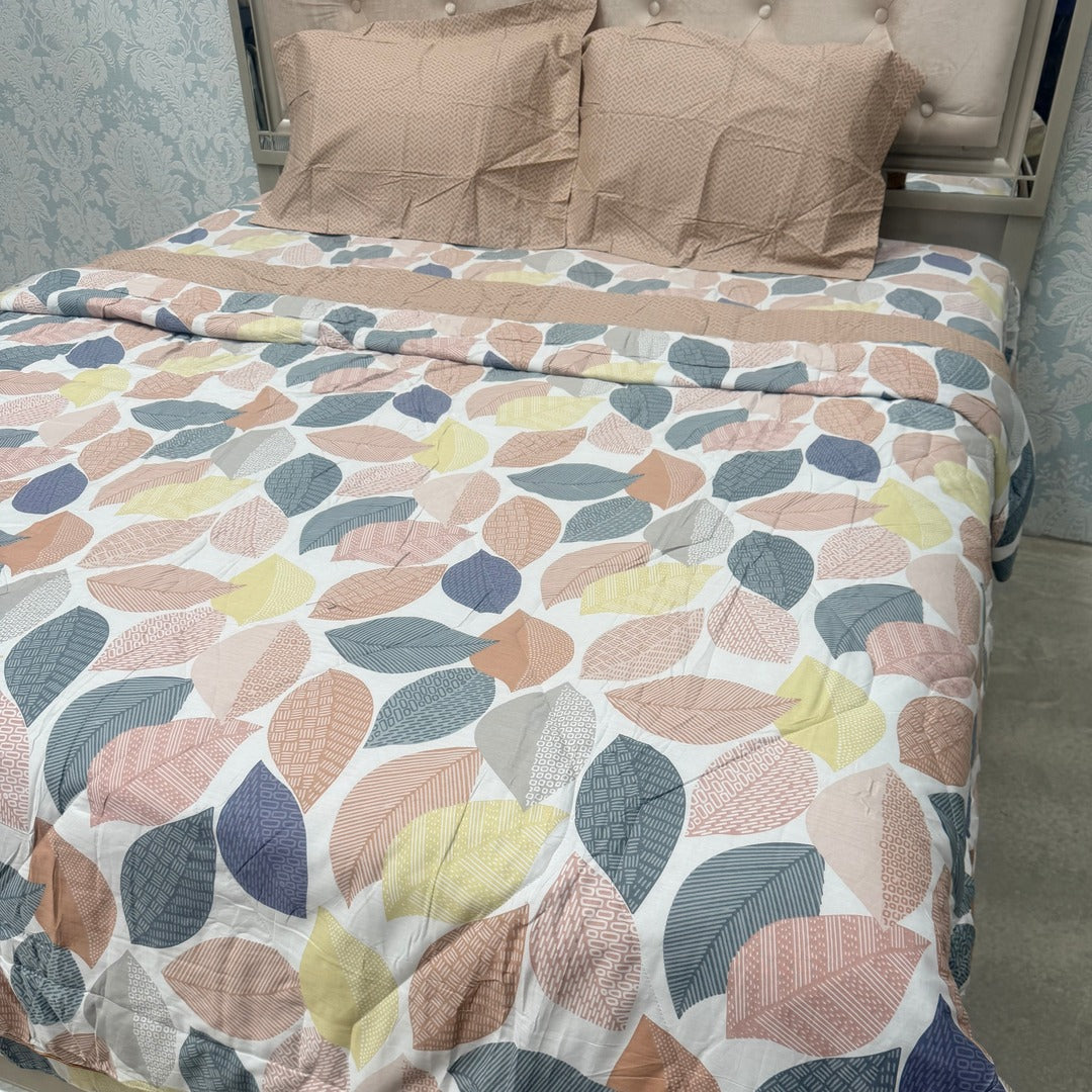 SUMMER SUPER KING SIZE PURE COTTON REVERSIBLE 4 PCS COMFORTER SET