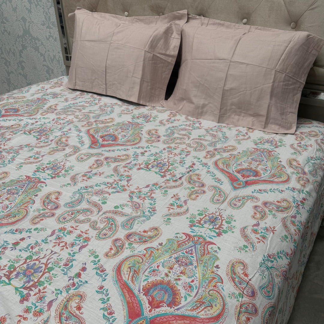 SUMMER SUPER KING SIZE ( JUBMO SIZE) FLAT MUSLIN PURE COTTON BEDHSEET SET