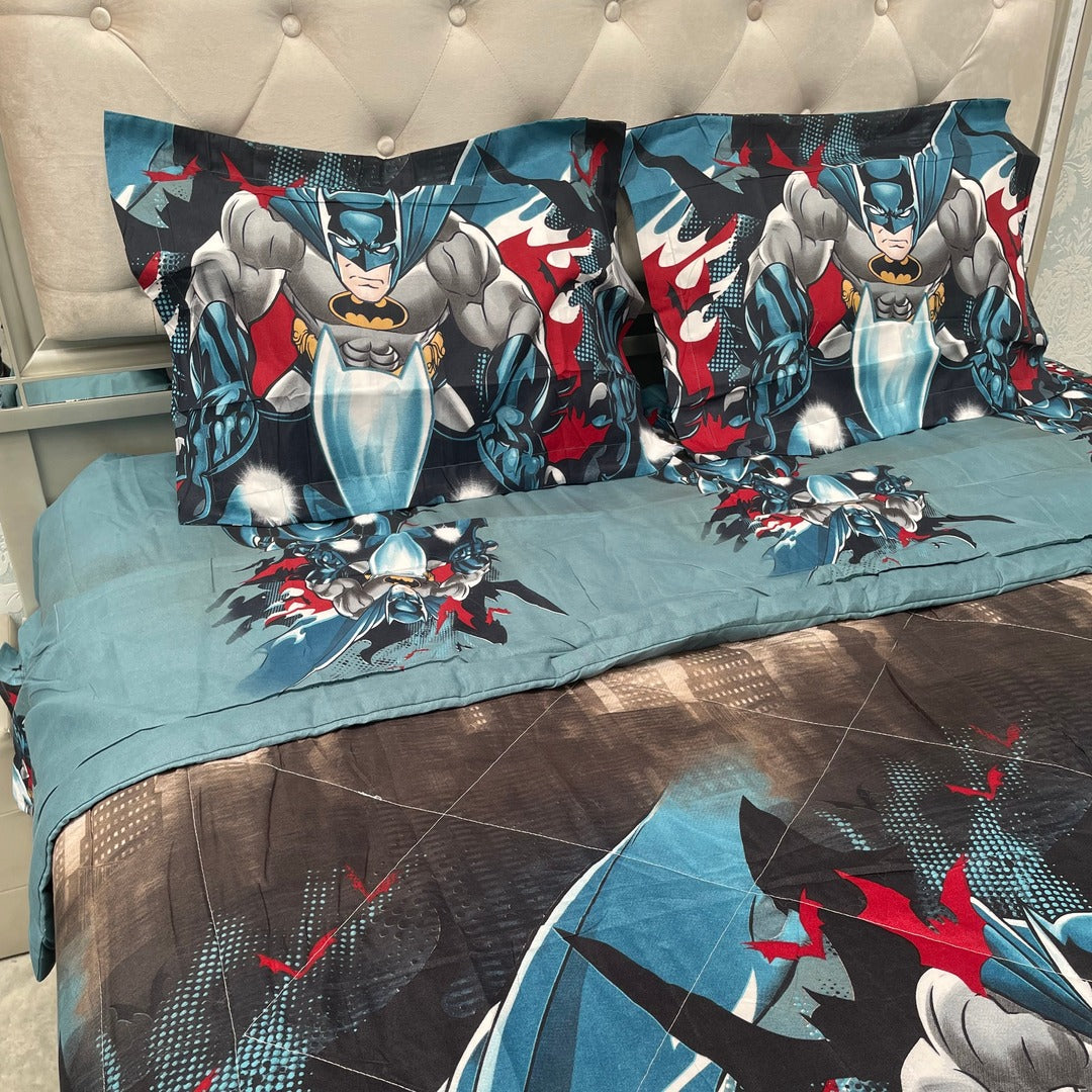 KIDS CAPTAIN AMARICA 4 PCS GLACÉ COTTON COMFORTER SET ( comforter is reversible)
