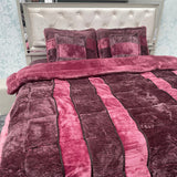 DESINER 6 PCS SUPER KING SIZE QUILT SET IN VELVET ( machine washable)