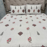 JAIPURI STYLE PURE COTTON 3 PCS KING SIZE BEDCOVER SET