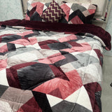 WINTER SUPER KING SIZE 5 PCS HEAVY SUPER WARM  QUILT SET IN VELVET