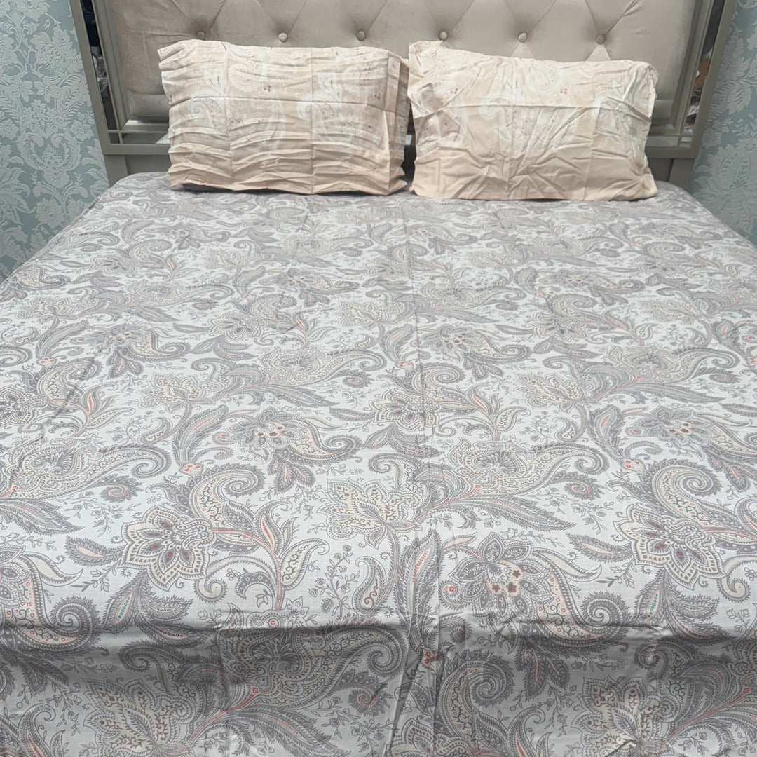 SUMMER QUEEN SIZE PURE COTTON FLAT BEDSHEET SET