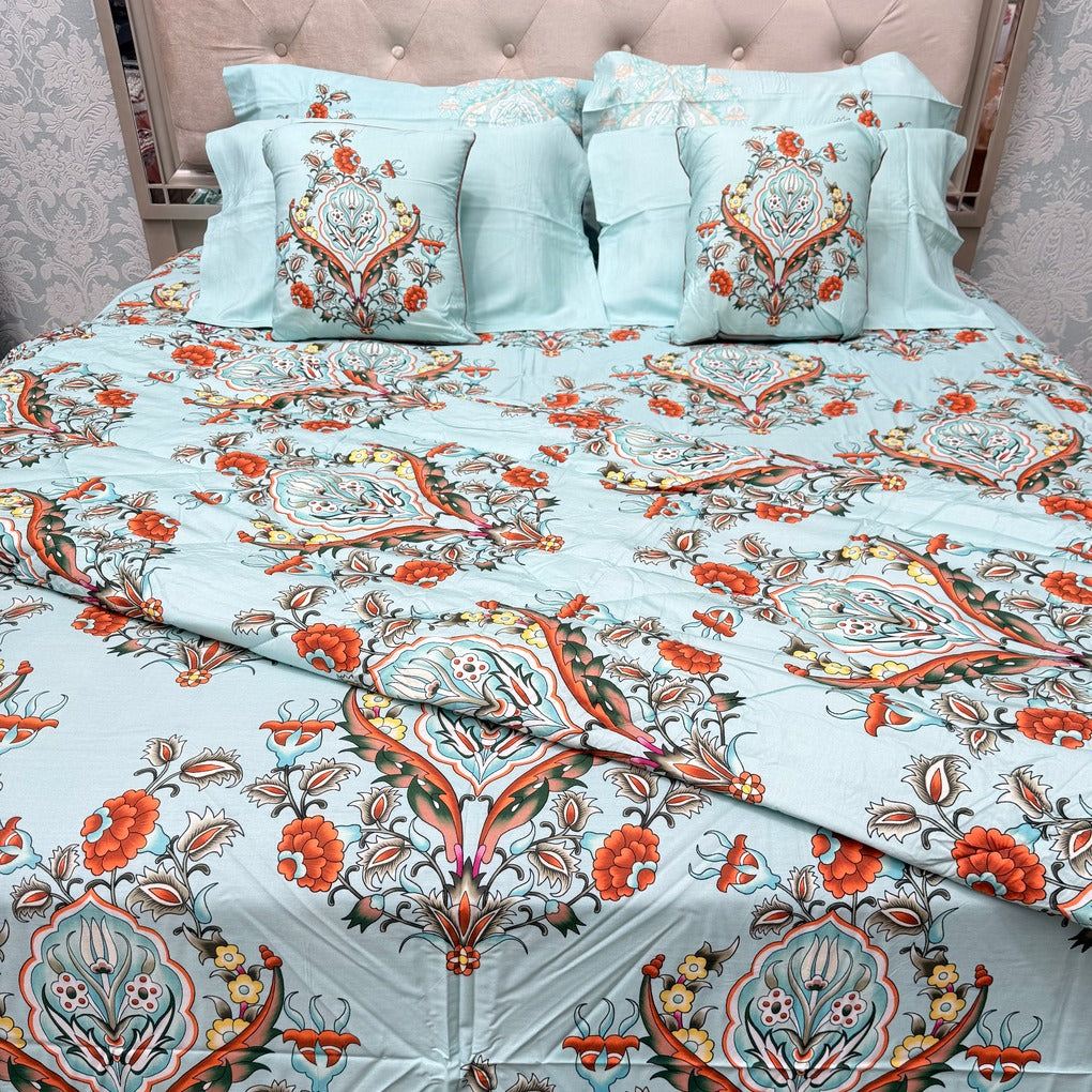 LUXURY JAIPURI 8-PIECE BAMBOO COTTON COMFORTER SET – SUPER KING SIZE