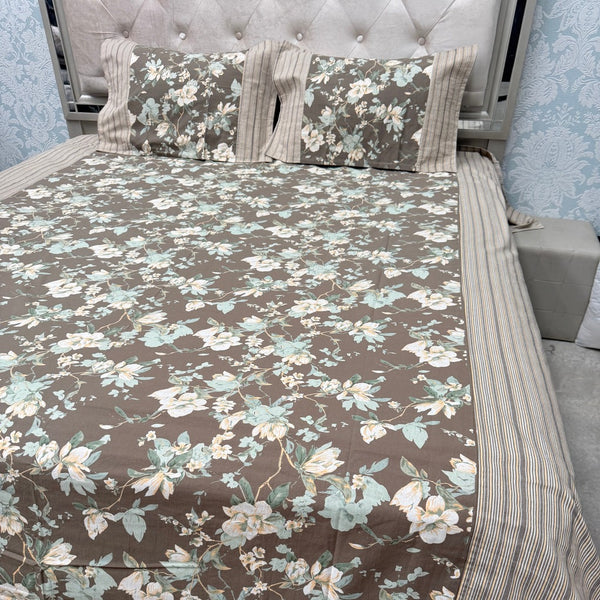 JAIPURI PRINT PURE COTTON TRADITIONAL FLAT SUPER KING BEDSHEET SET