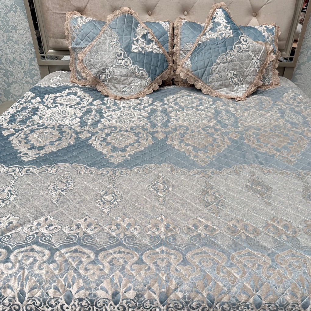 TURKISH STYLE DESIGNER VELVET BEDCOVER SET – ALL SEASON LUXURY ( QUEEN TO KING SIZE)