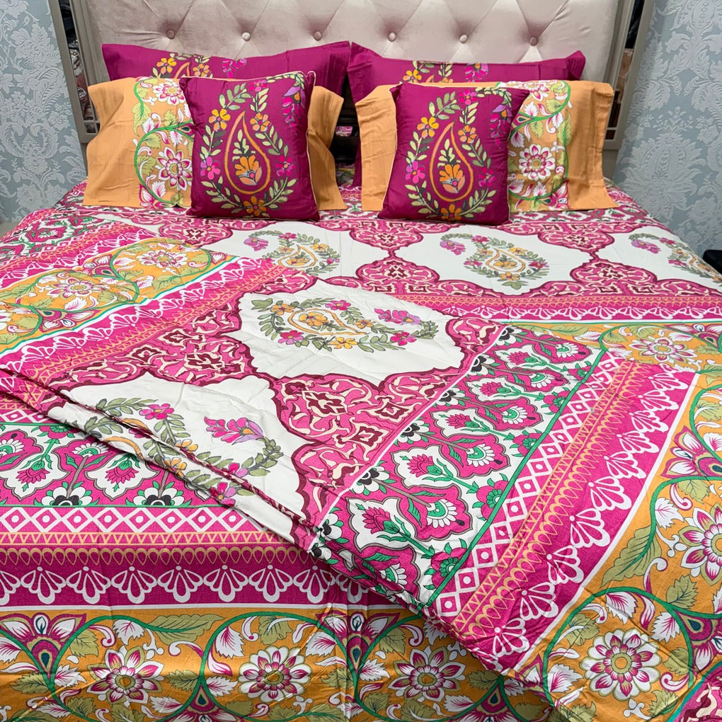 LUXURY JAIPURI 8-PIECE BAMBOO COTTON COMFORTER SET – SUPER KING SIZE