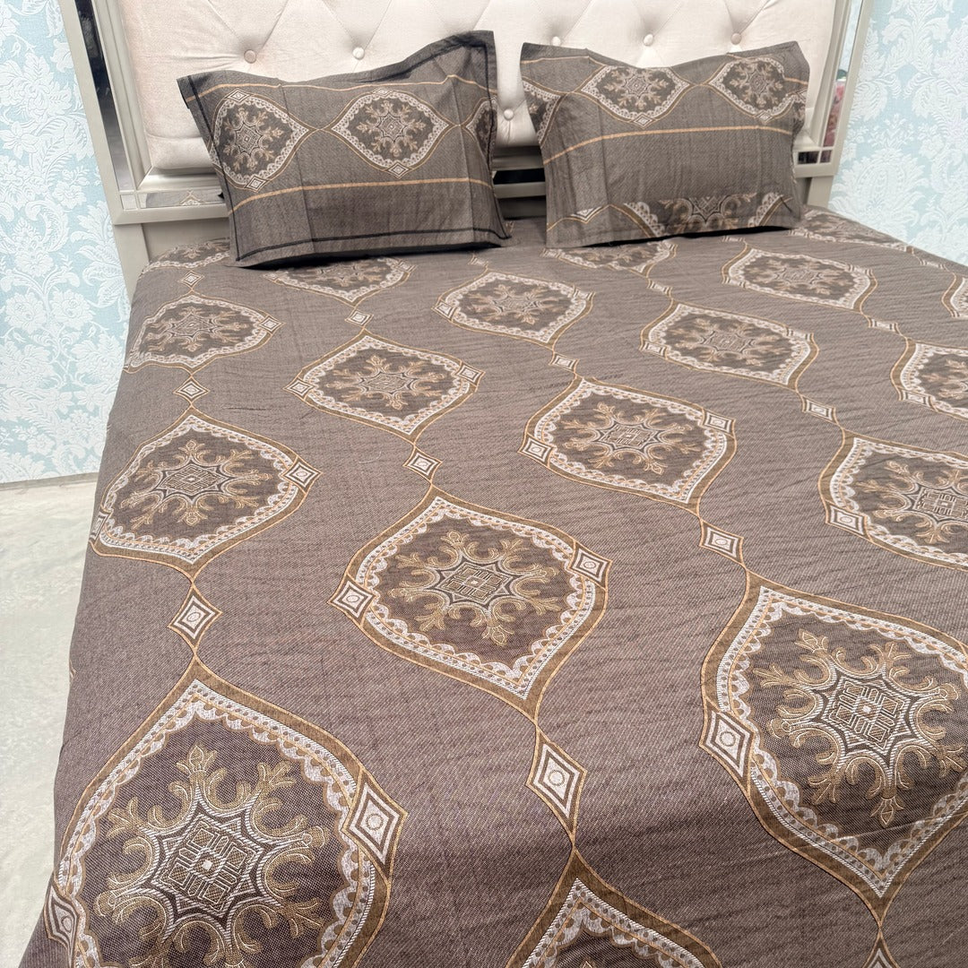 SUMMER QUEEN SIZE PURE COTTON JACCARAD PRINT FLST BEDSHEET SET