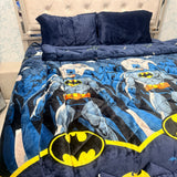 KIDS CHARACTER 4 PCS QUILT SET – DOUBLE/QUEEN BEDSHEET & SUPER WARM SINGLE QUILT, SOFT PREMIUM ANTI-SKID BEDDING