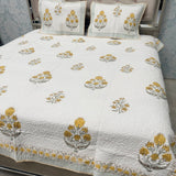 SUMMER JAIPURI STYLE MUL MUL SOFT COTTON QUILTED KING SIZE PURE SOFT COTTON BEDCOVER IN BLOCK PRINT