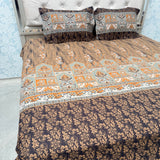 SUMMER QUEEN SIZE JACCARAD JAIPURI PRINT PURE COTTON BEDSHEET SET