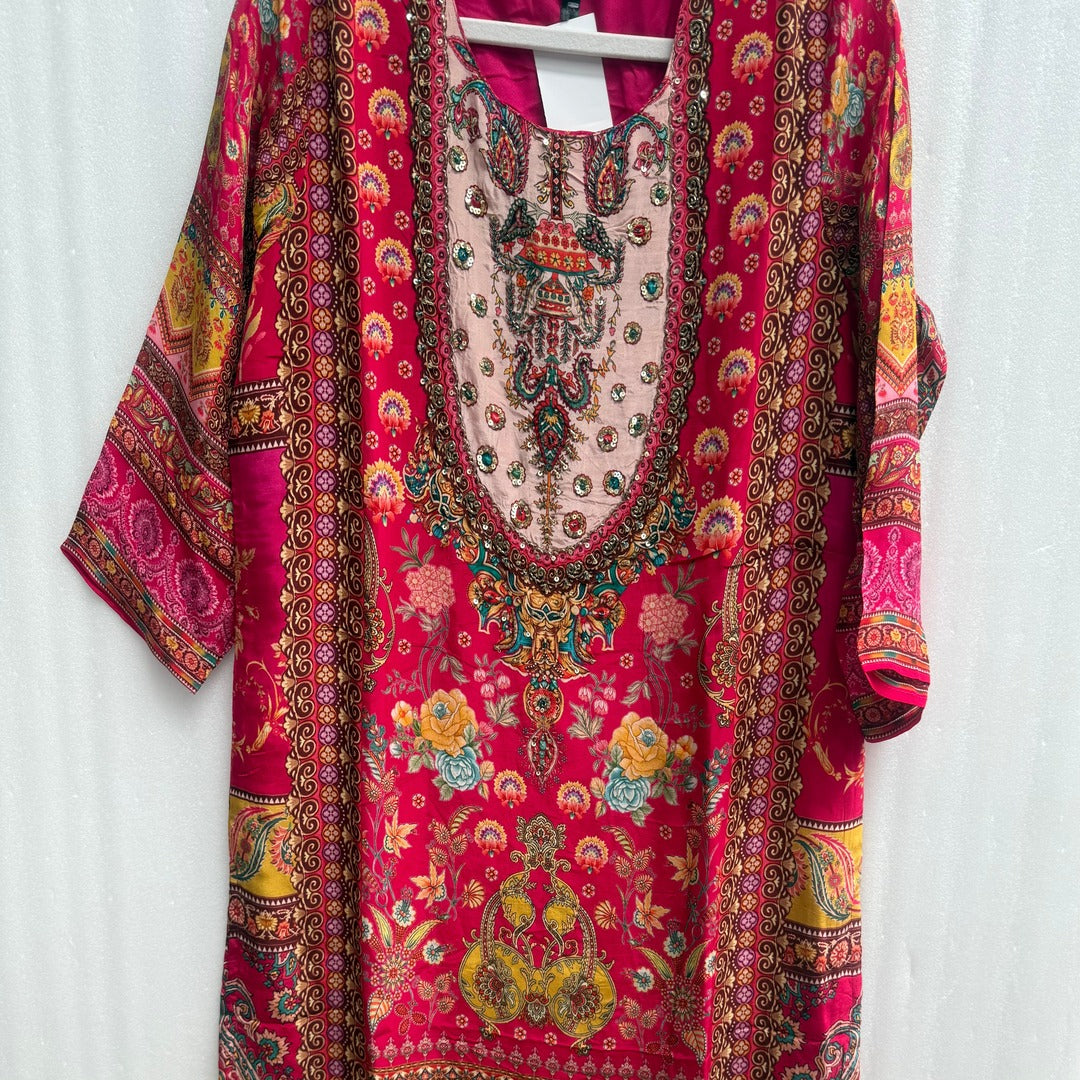 PUNJABI PARTY WEAR 3 PCS SUIT WITH  PANT IN CRAPE