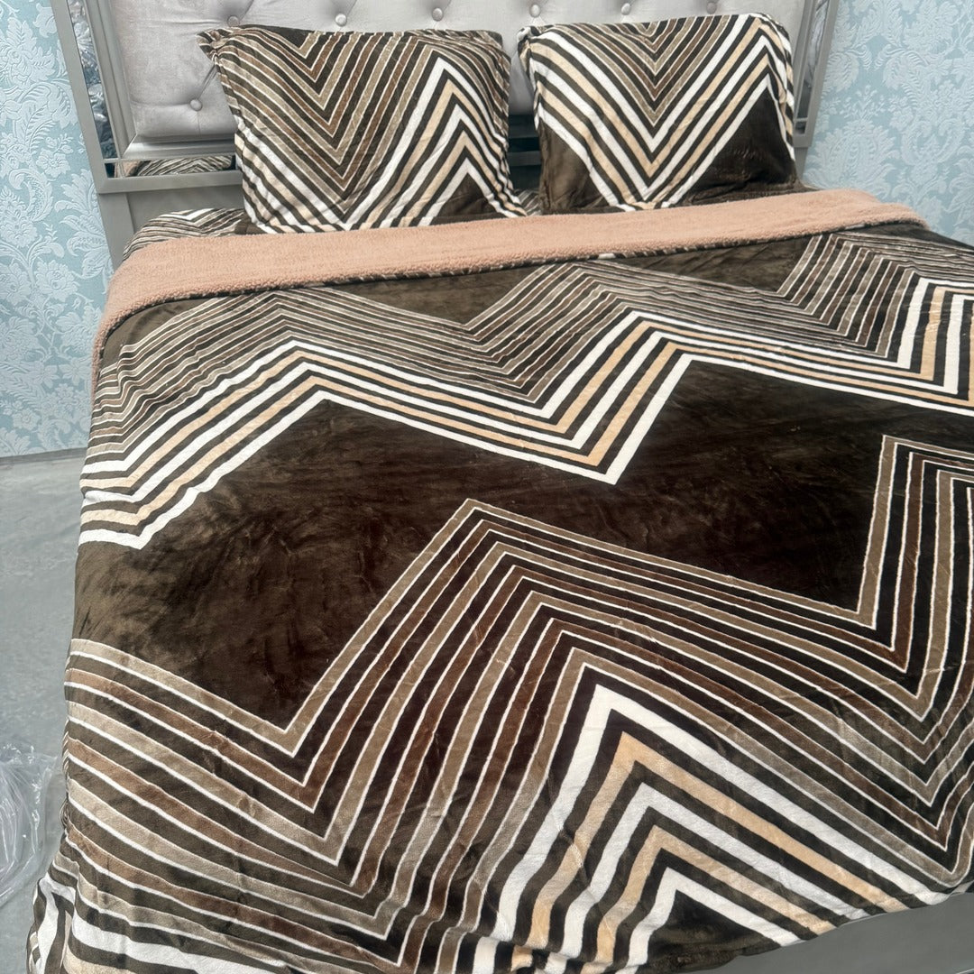WINTER QUEEN SIZE QUILT COVER SET WITH FITTED SHEET
