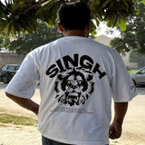 WHITE COLOUR LION PRINT T SHIRT