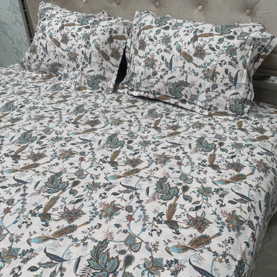 SUMMER PURE COTTON JAIPURI STYLE SUPER KING SIZE BEDSHEET SET