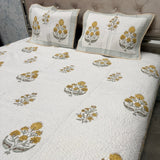 SUMMER JAIPURI STYLE MUL MUL SOFT COTTON QUILTED KING SIZE PURE SOFT COTTON BEDCOVER IN BLOCK PRINT