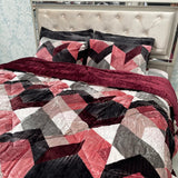 DESINER 6 PCS KING SIZE QUILT SET IN VELVET ( bedsheet is very large will fit on super king size easily) MACHINE WASHABLE