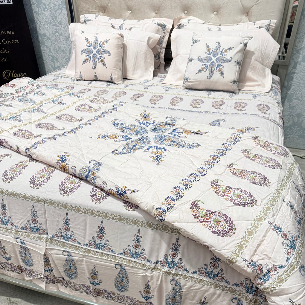 LUXURY JAIPURI 8-PIECE BAMBOO COTTON COMFORTER SET – SUPER KING SIZE