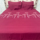 SUMMER MONTE CARLO SUPER KING SIZE GLACÉ COTTON BEDSHEET SET WITH EMBROIDERY