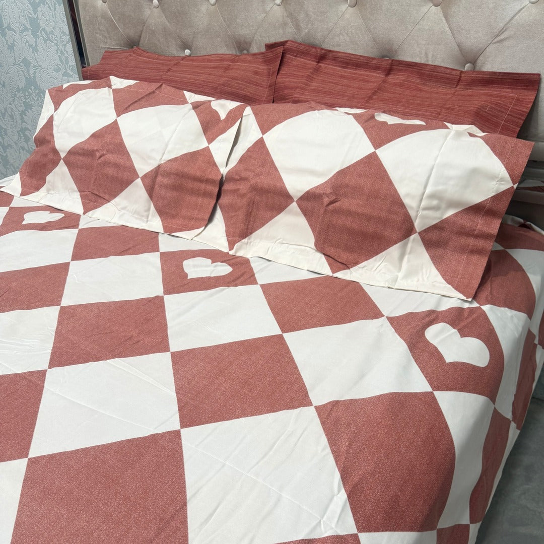 SUMMER SUPER KING SIZE GLACÉ COTTON BEDSHEET WITH 4 PILLOW COVERS