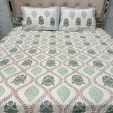 SUMMER JAIPURI STYLE MUL MUL SOFT COTTON QUILTED KING SIZE PURE SOFT COTTON BEDCOVER IN BLOCK PRINT