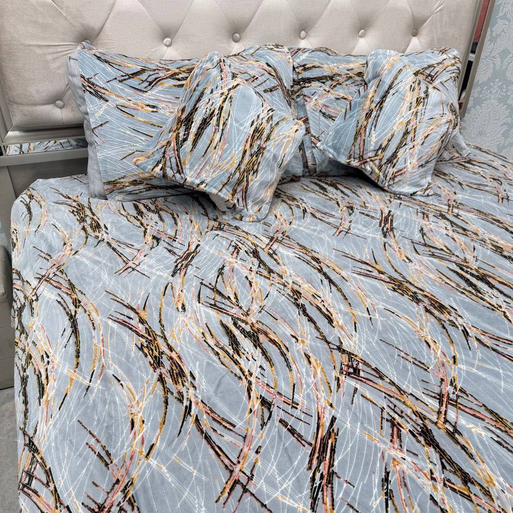 ANTI-SKID PURE CLEAR BEDSHEET SET 5 PCS KING SIZE BEDDING SET