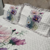 SUMMER DIGITAL PRINT 3 PCS KING SIZE BEDCOVER SET WITH FRILL