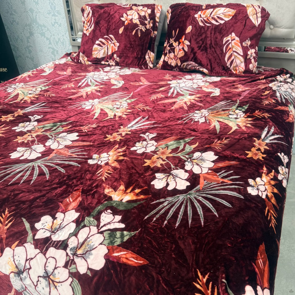 LUXURY QUEEN SIZE THICK FITTED BEDSHEET BEDDING SET 3 PCS