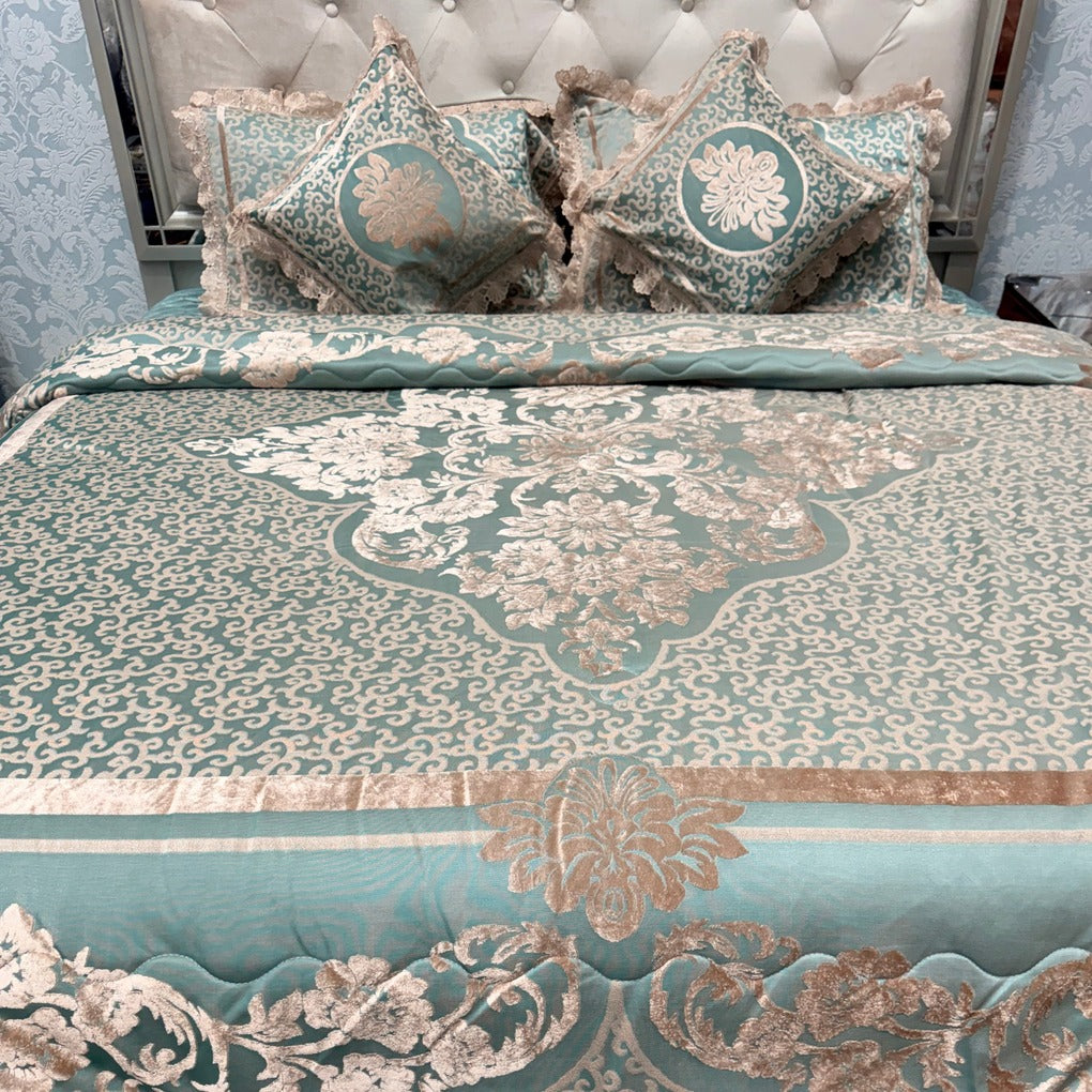 ROYAL TURKISH DESIGNER 6PCS VELVET BEDDING SET – QUEEN TO KING SIZE | LUXURY COLLECTION