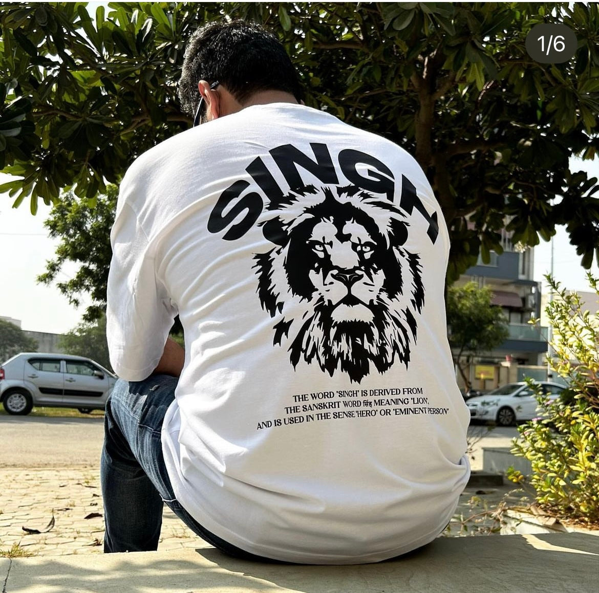 PURE WHITE T-SHIRT WITH LOIN FACE BACK