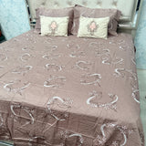 SUMMER PURE COTTON SUPER KING SIZE 5 PCS BEDSHEET SET WITH 2 VELVET CUSIONS