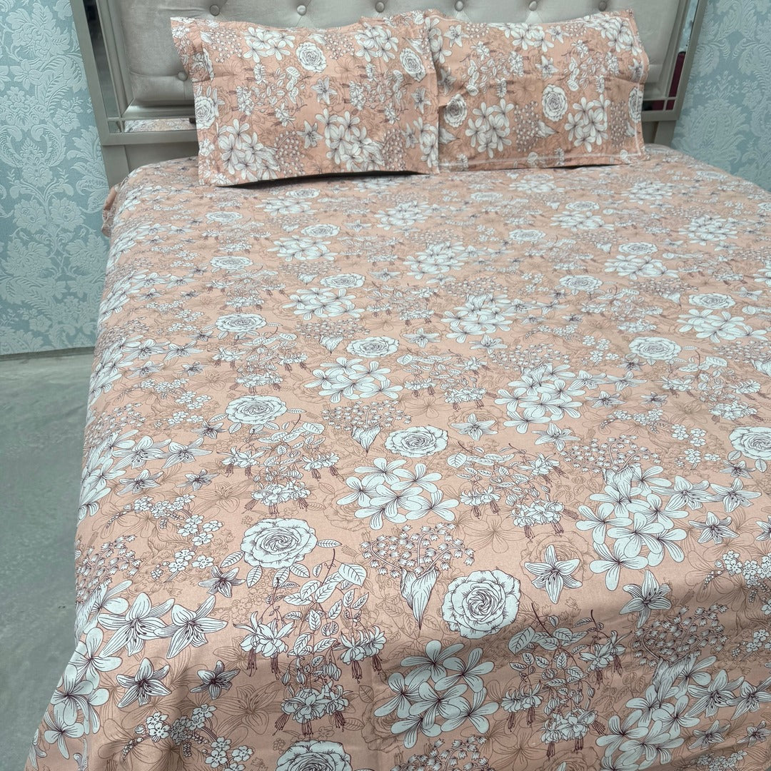 SUMMER QUEEN SIZE PURE COTTON FLAT BEDSHEET SET