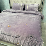 LUXURY KING SIZE VELVET QUILT SET 4 PIECE – PREMIUM WARM SOFT DESIGNER BEDDING SET (AUSTRALIAN FIT)