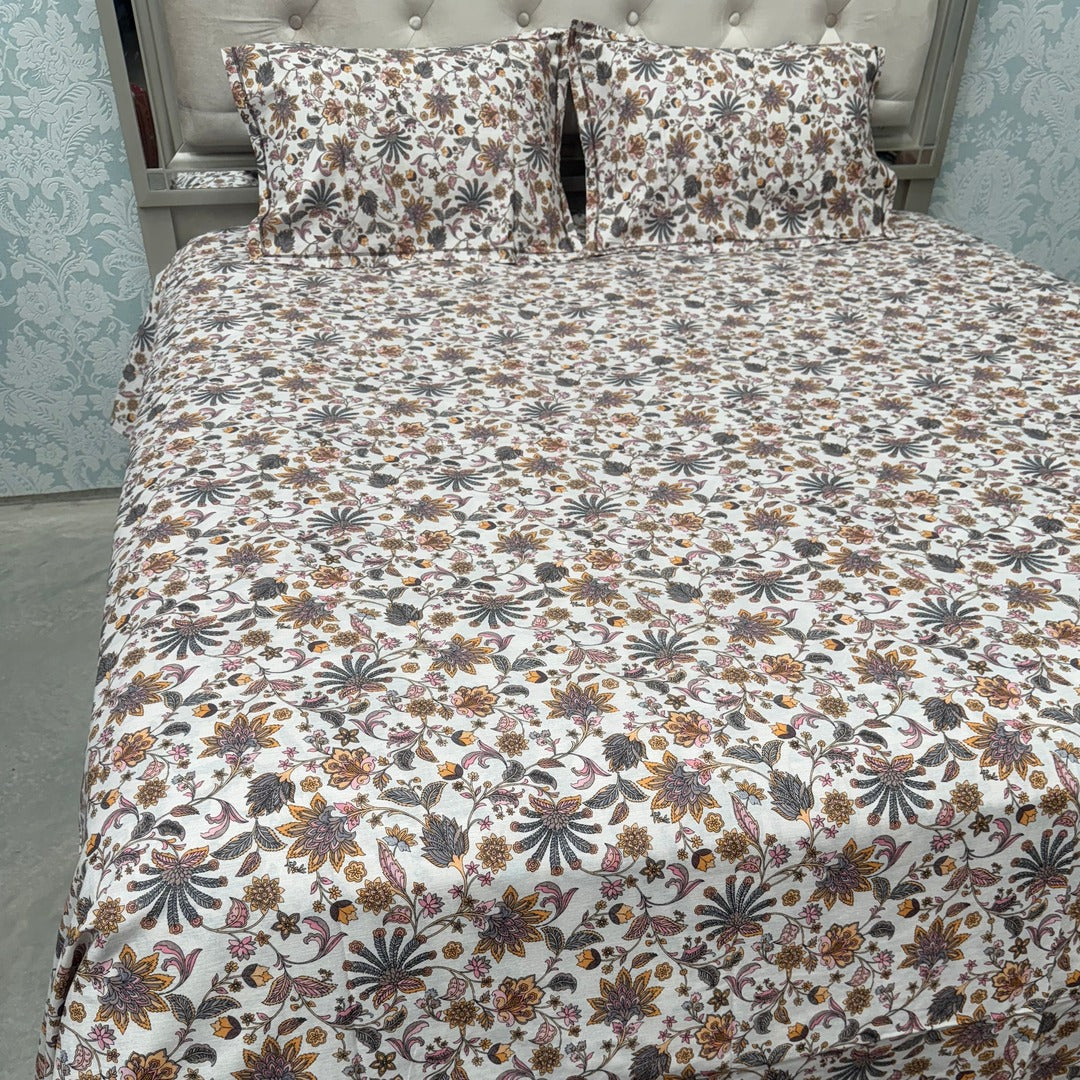 SUMMER PURE COTTON JAIPURI STYLE SUPER KING SIZE BEDHSEET SET