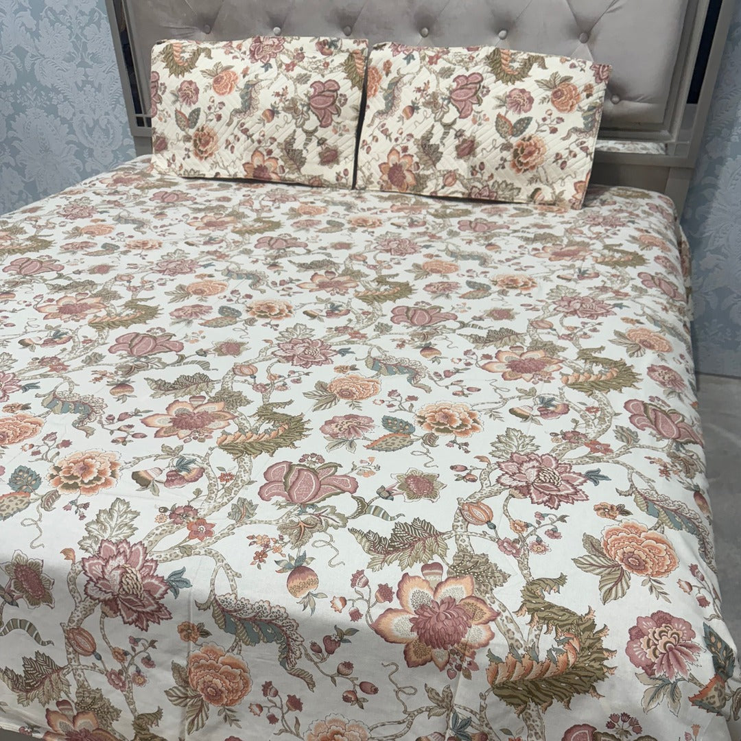SUMMER QUILTED JAIPURI STYLE KING SIZE 5 PCS BEDSHEET SET