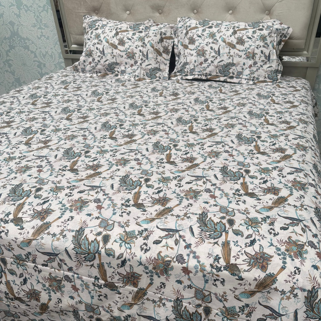 SUMMER PURE COTTON JAIPURI STYLE SUPER KING SIZE BEDSHEET SET